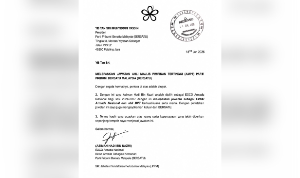 Seorang lagi Ahli MPT BERSATU umum keluar parti, lepaskan jawatan
