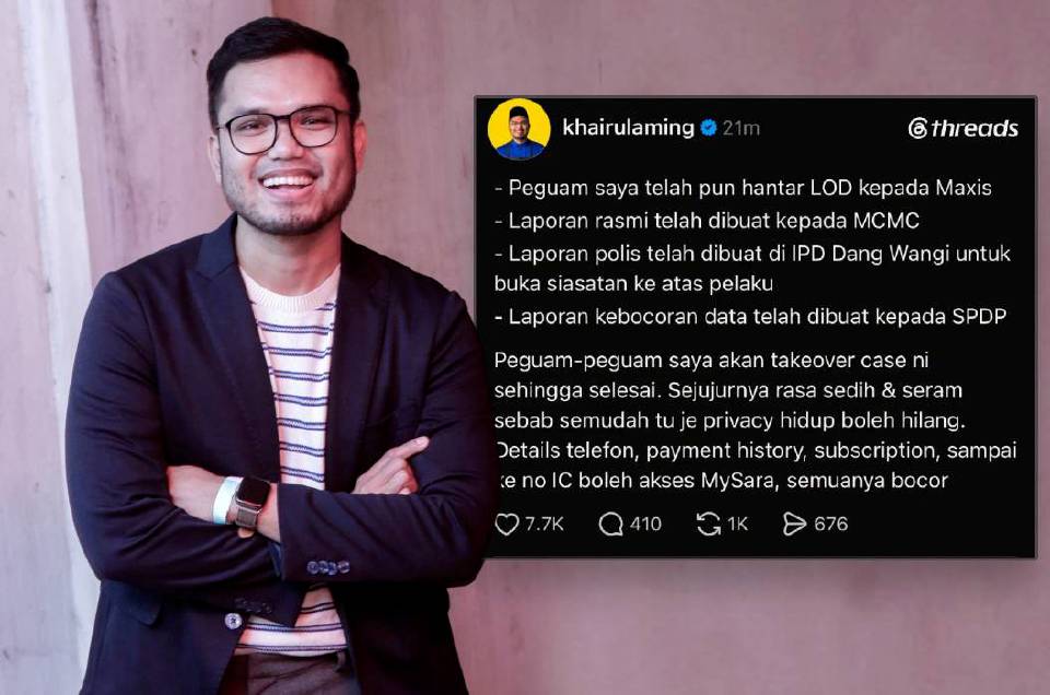 Data peribadi bocor: Khairul Aming 'seram', hantar surat peguam kepada Maxis