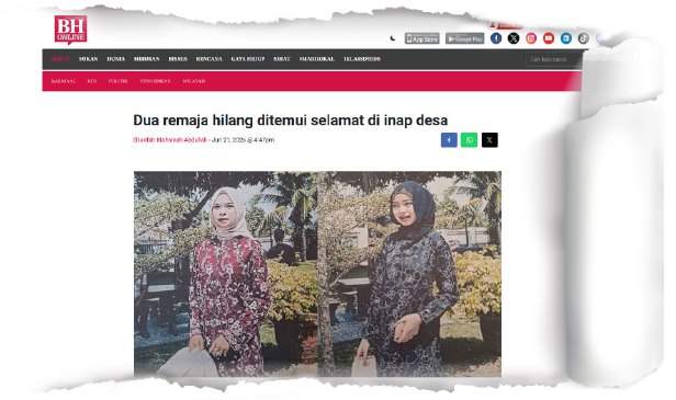 Dua remaja perempuan diberi rawatan perubatan, kaunseling pulih semangat
