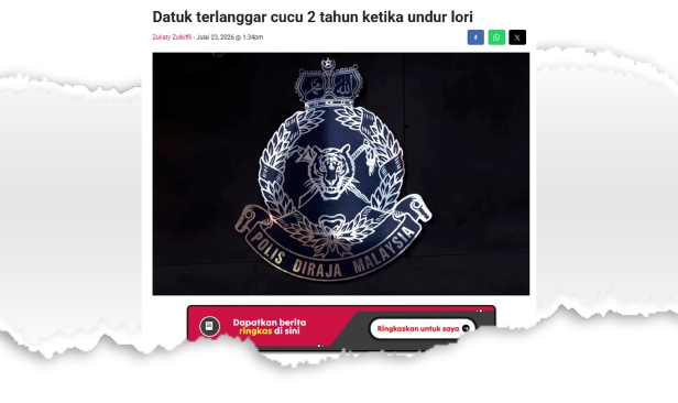 Polis tahan datuk terlanggar cucu untuk bantu siasatan