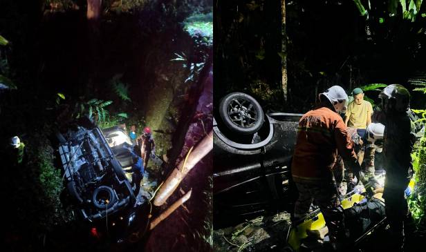 Pemandu maut, 5 cedera SUV terbabas masuk gaung