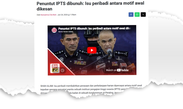 Suspek kes bunuh penuntut IPTS dijangka didakwa di mahkamah esok