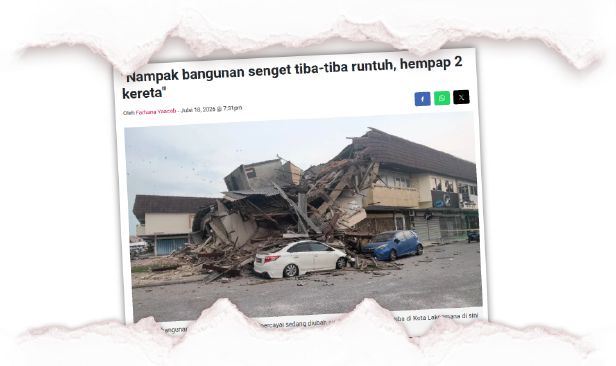 Rumah kedai runtuh, hempap kereta: "Tiada pelan, kelulusan PBT bagi kerja ubah suai" - ADUN