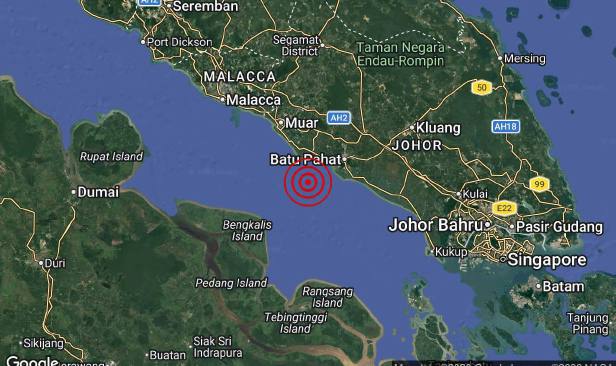 Gempa lemah magnitud 3.3 landa perairan Batu Pahat