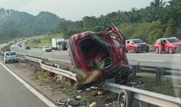 Wanita putus kaki kiri kenderaan terbabas di  LPT2