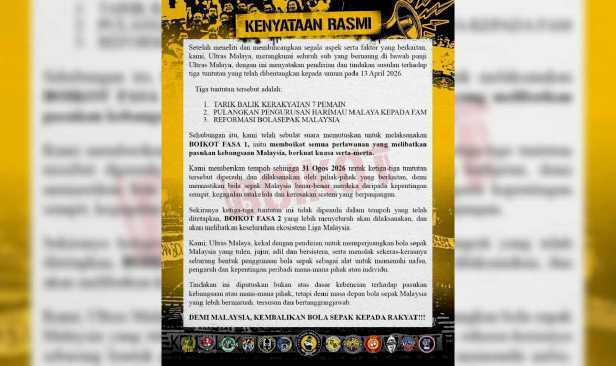 Ultras Malaya mula boikot Harimau Malaya